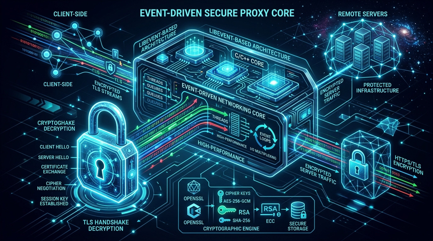 基于 libevent 的 TCP/TLS 加解密代理服务器